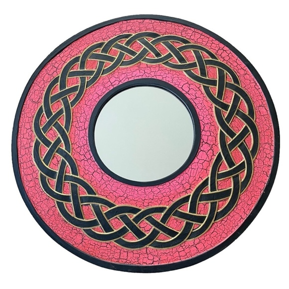 CELTIC Style Red & Black Mirror 16” - Picture 1 of 6